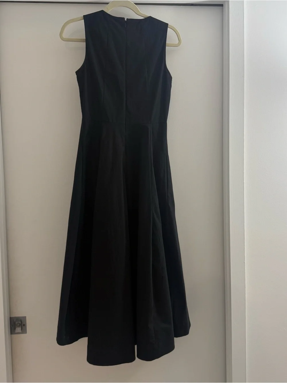 COS Waisted Pleated Sleeveless Midi Dress Black High Low Hem Small Minimalist - Picture 6 of 11